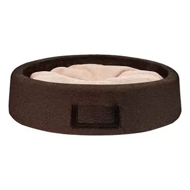 Tappi "Ивуар" круглый лежак для собак и кошек со вставкой для имени, бежево-шоколадный